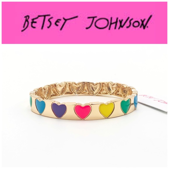 Betsey Johnson Jewelry - Betsey Johnson GT Rainbow Hearts Stretch Bracelet